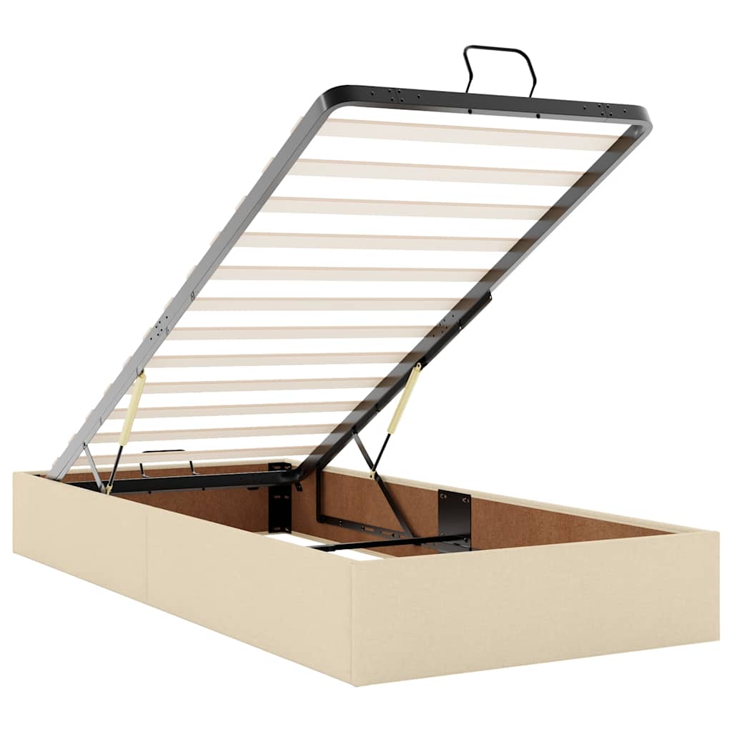 Cadre de lit ottoman avec matelas crème 90x200 cm tissu - XIOS