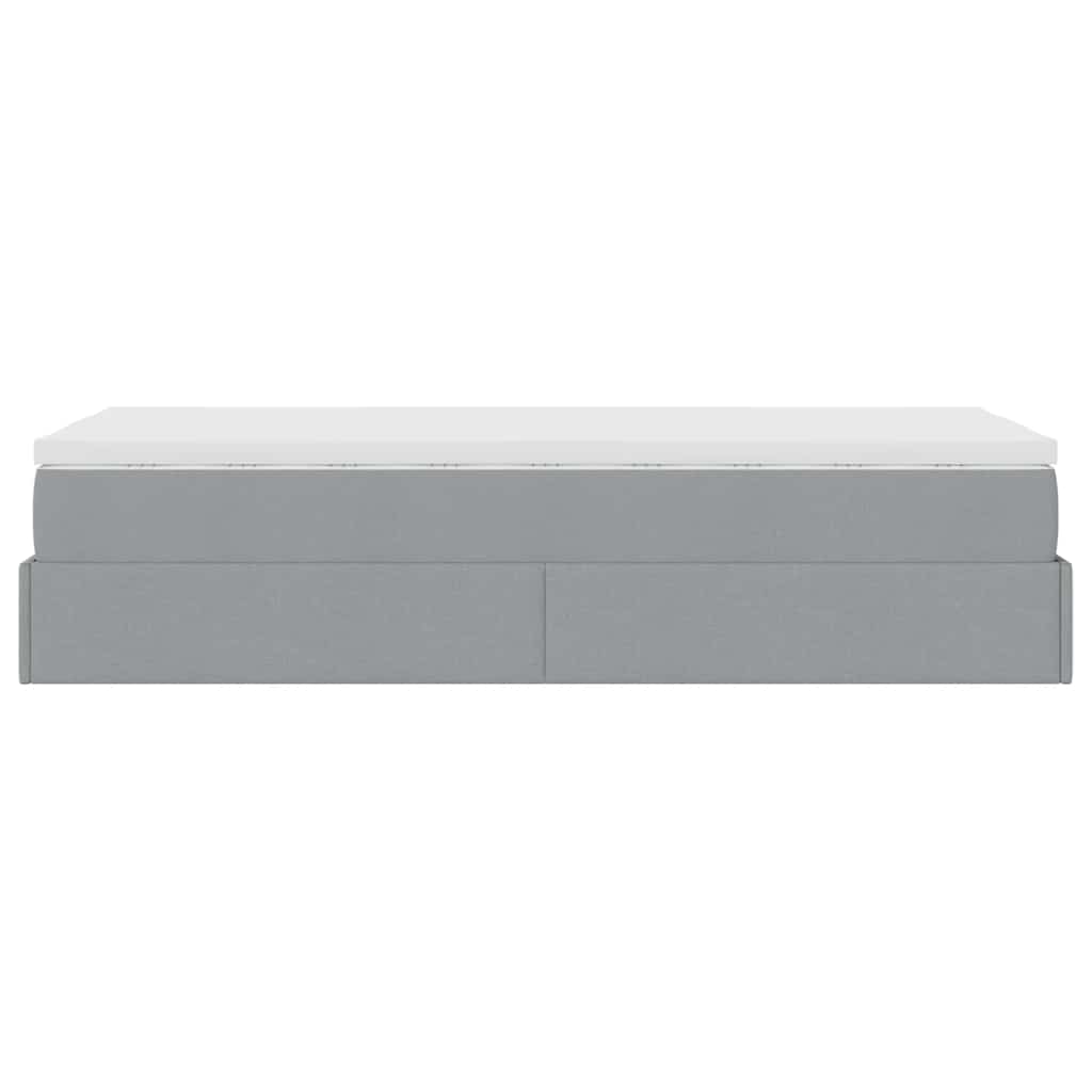 Cadre de lit ottoman et matelas gris clair 100x200 cm tissu - XIOS