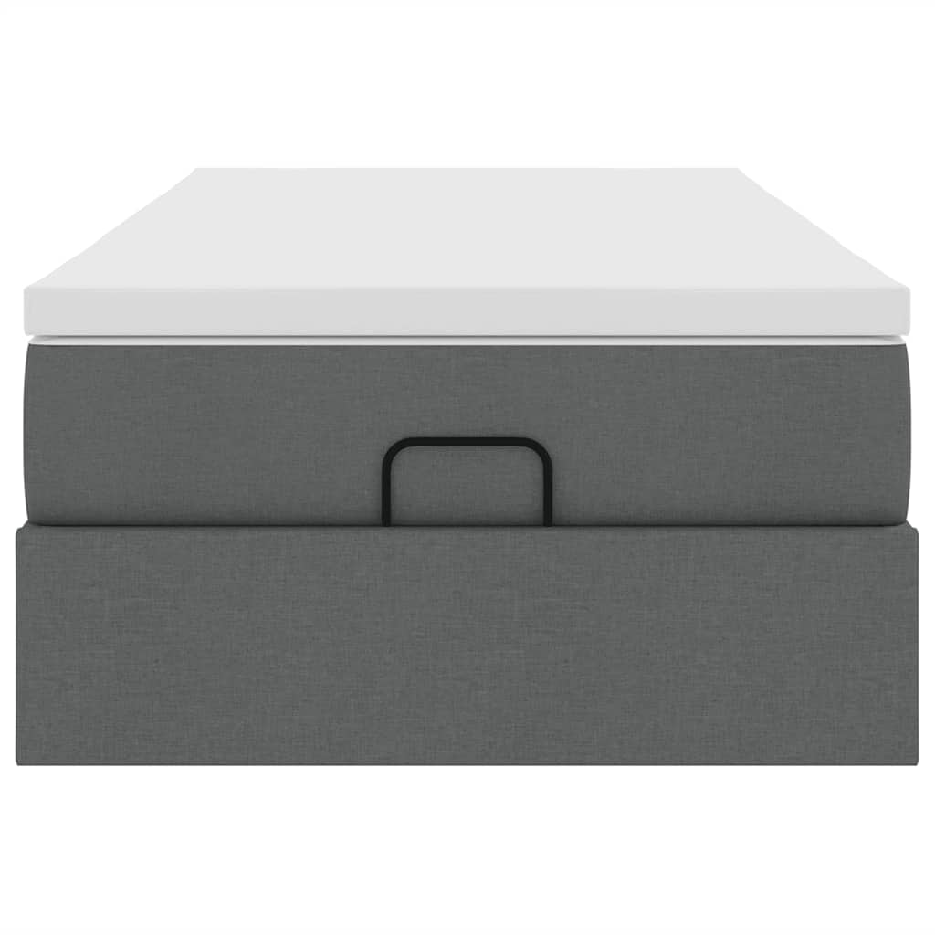 Cadre de lit ottoman avec matelas gris foncé 100x200 cm tissu - XIOS