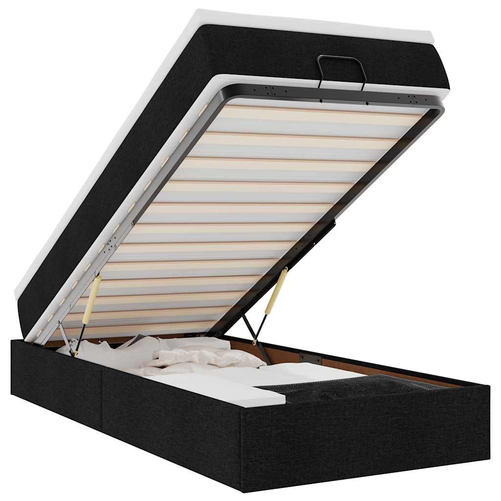 Cadre de lit ottoman avec matelas noir 100x200cm tissu - XIOS