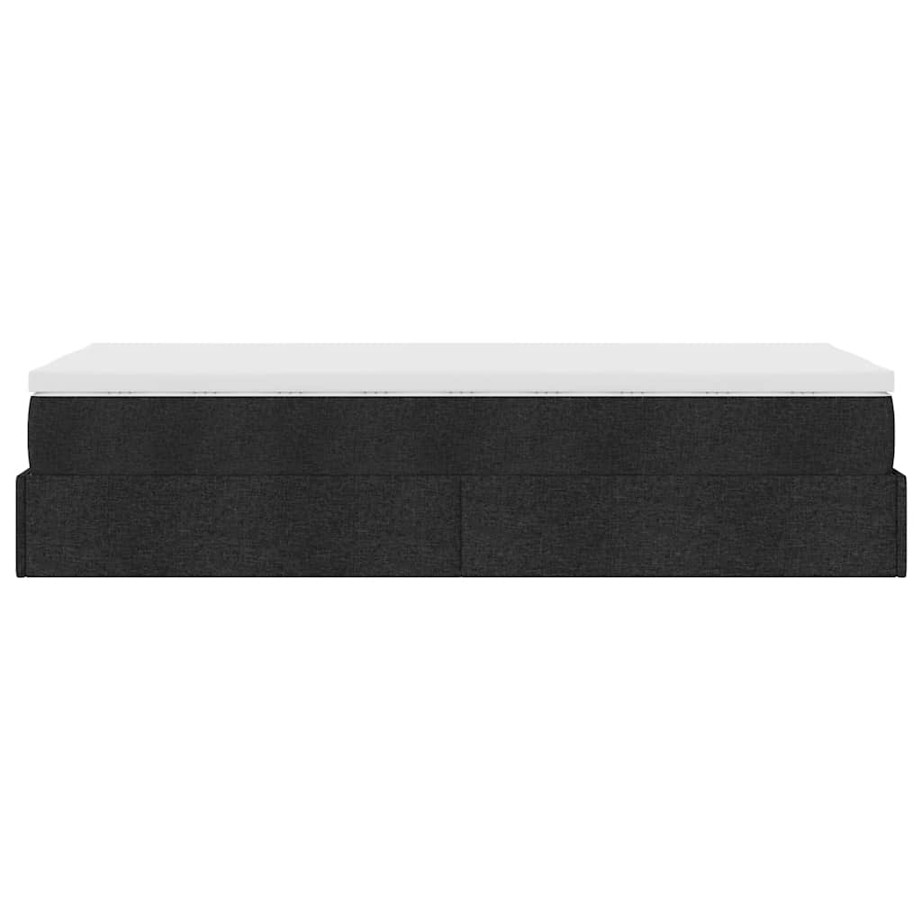 Cadre de lit ottoman avec matelas noir 100x200cm tissu