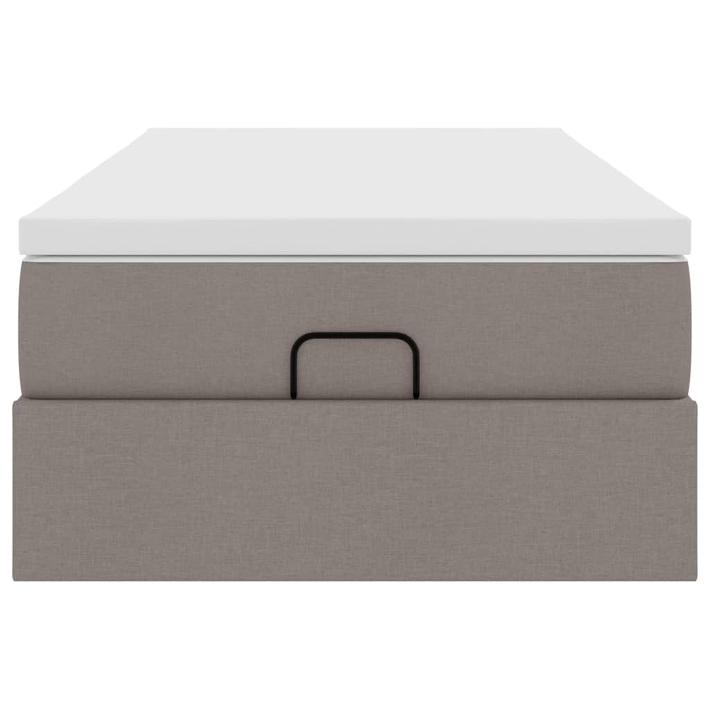 Cadre de lit ottoman avec matelas taupe 100x200 cm tissu