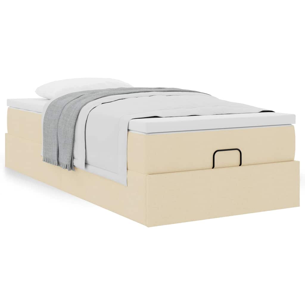 Cadre de lit ottoman avec matelas crème 100x200cm tissu - XIOS