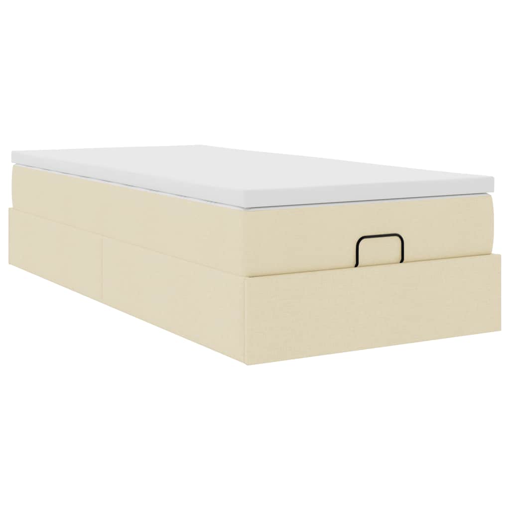 Cadre de lit ottoman avec matelas crème 100x200cm tissu - XIOS
