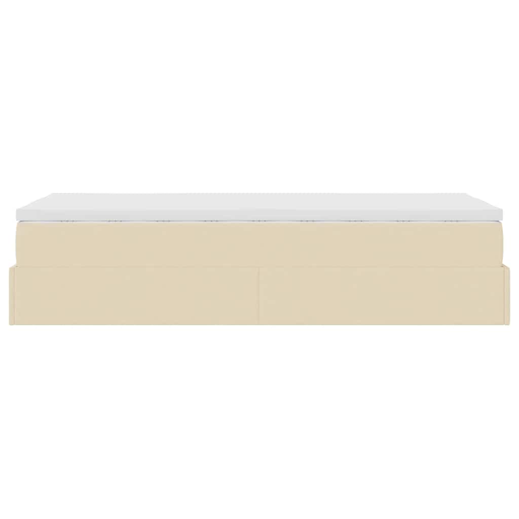 Cadre de lit ottoman avec matelas crème 100x200cm tissu - XIOS