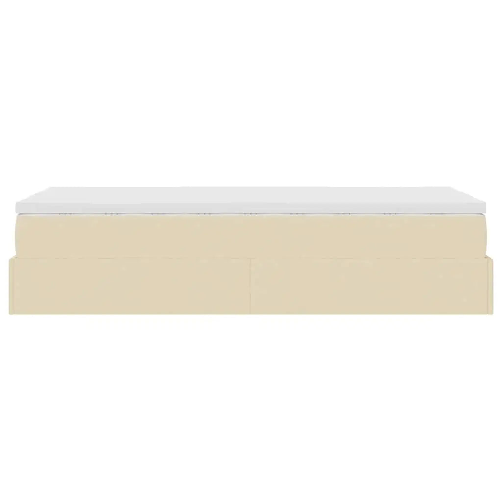Cadre de lit ottoman avec matelas crème 100x200cm tissu - XIOS