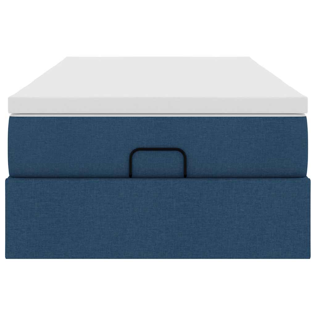 Cadre de lit ottoman avec matelas bleu 100x200 cm tissu - XIOS
