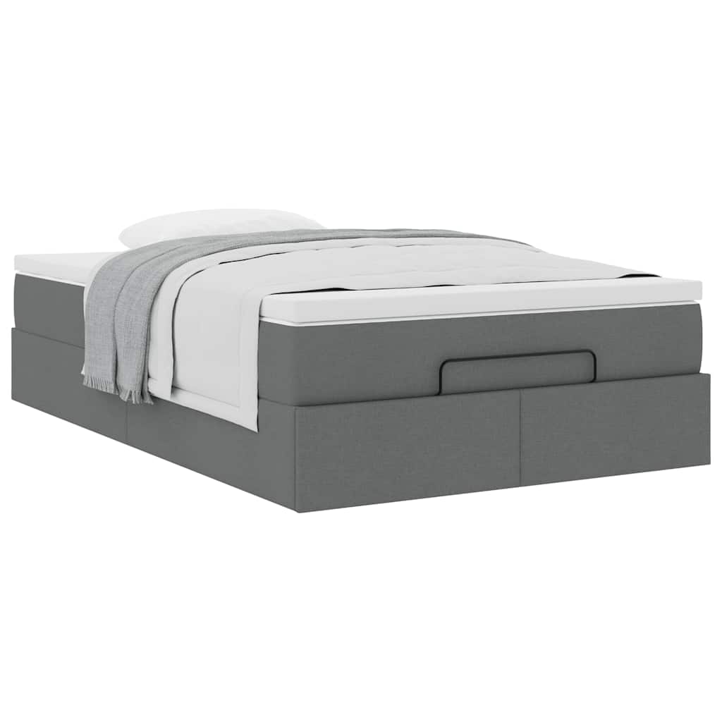 Cadre de lit ottoman avec matelas gris foncé 120x190 cm tissu - XIOS