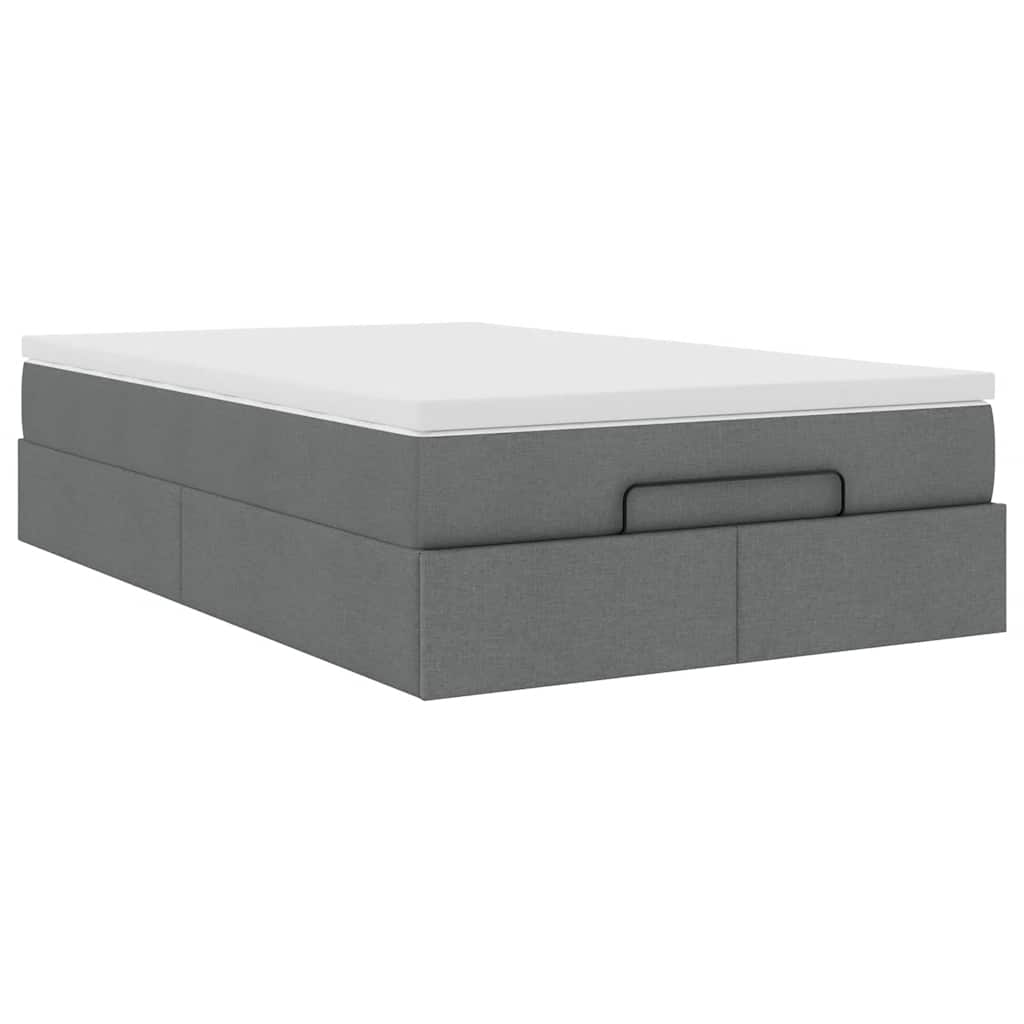 Cadre de lit ottoman avec matelas gris foncé 120x190 cm tissu - XIOS