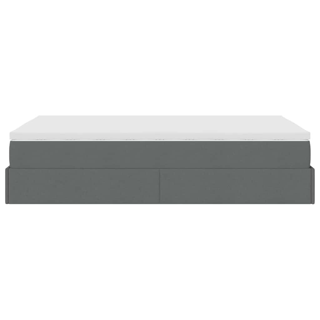 Cadre de lit ottoman avec matelas gris foncé 120x190 cm tissu - XIOS