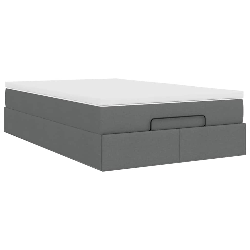 Cadre de lit ottoman avec matelas gris foncé 120x190 cm tissu - XIOS