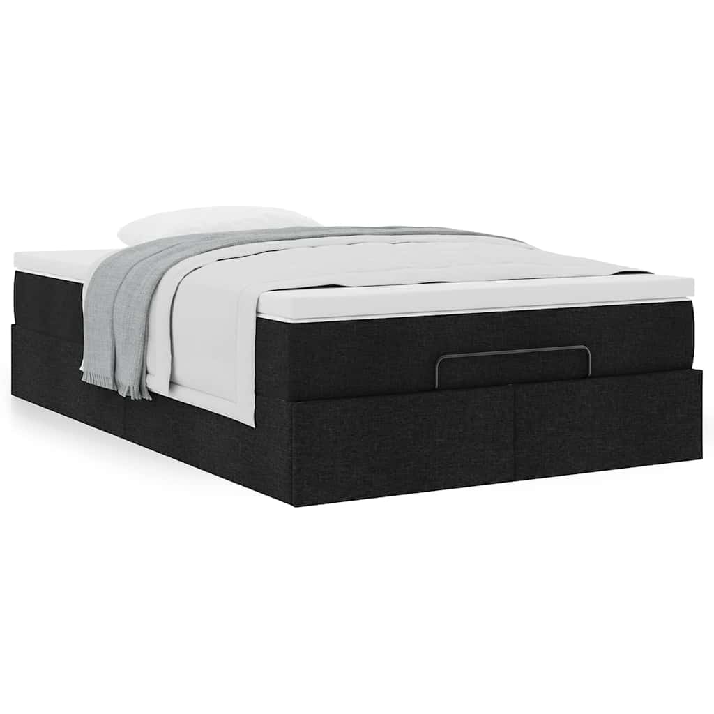 Cadre de lit ottoman avec matelas noir 120x190 cm tissu - XIOS