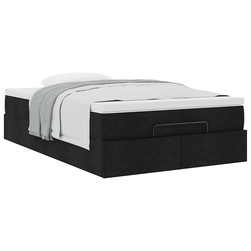 Cadre de lit ottoman avec matelas noir 120x190 cm tissu - XIOS