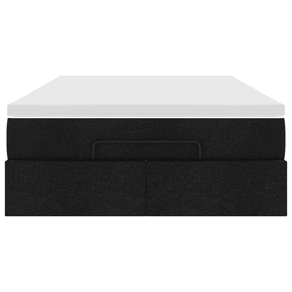 Cadre de lit ottoman avec matelas noir 120x190 cm tissu - XIOS