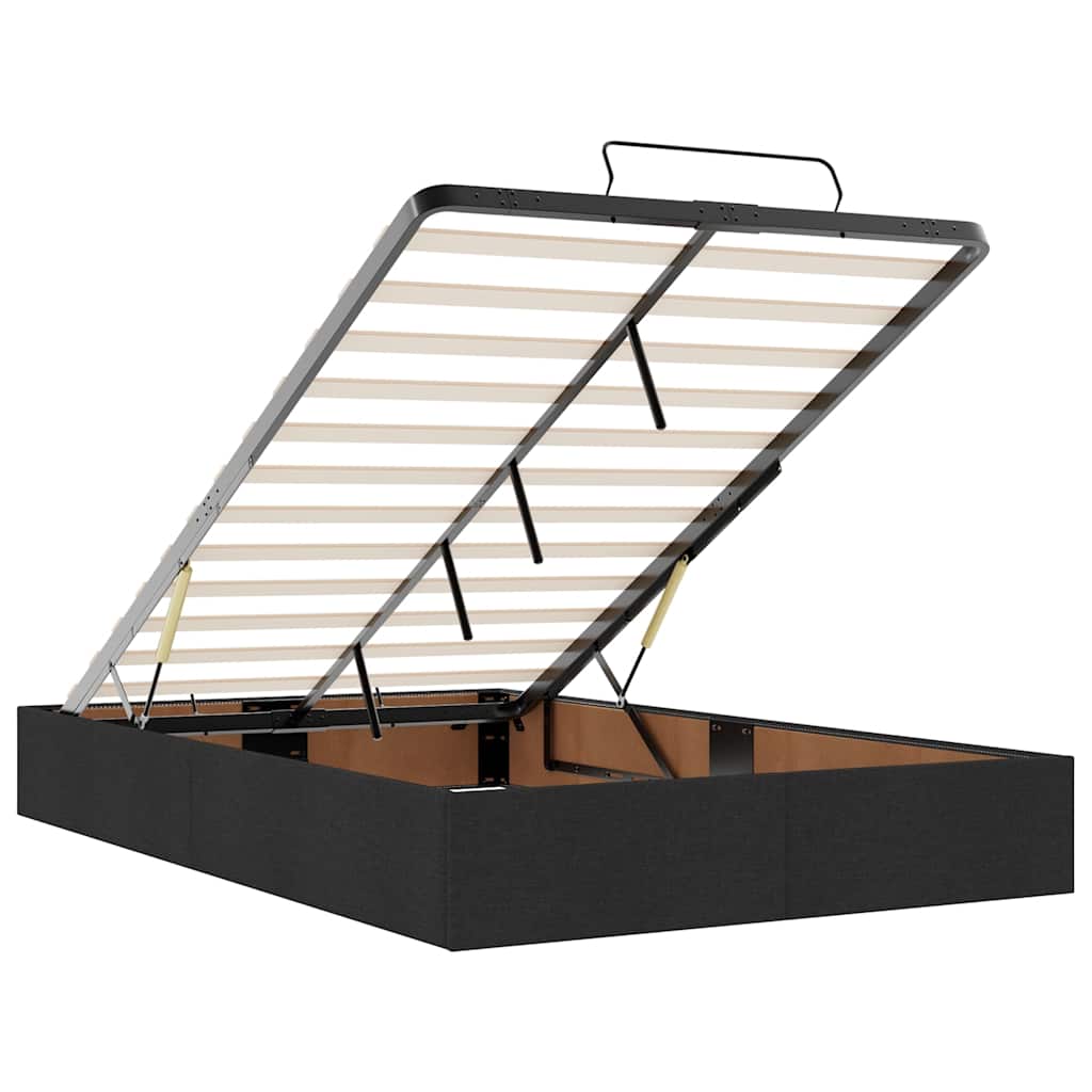 Cadre de lit ottoman avec matelas noir 120x190 cm tissu - XIOS