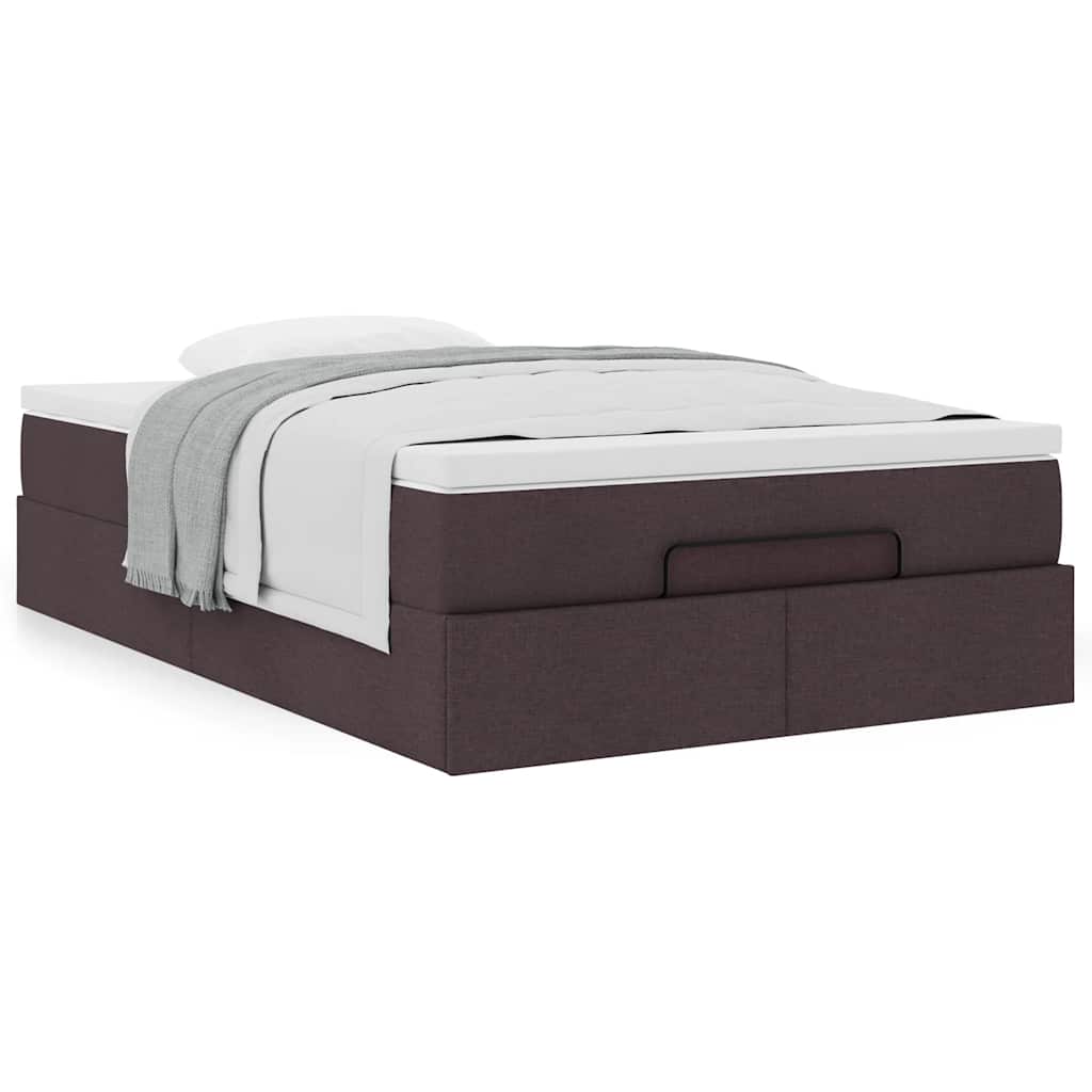 Cadre de lit ottoman avec matelas marron foncé 120x190 cm tissu - XIOS