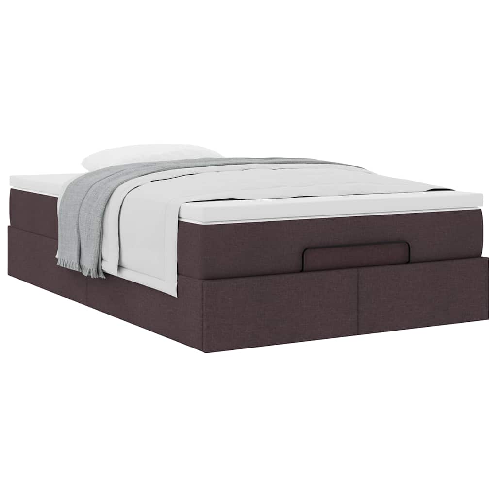 Cadre de lit ottoman avec matelas marron foncé 120x190 cm tissu - XIOS