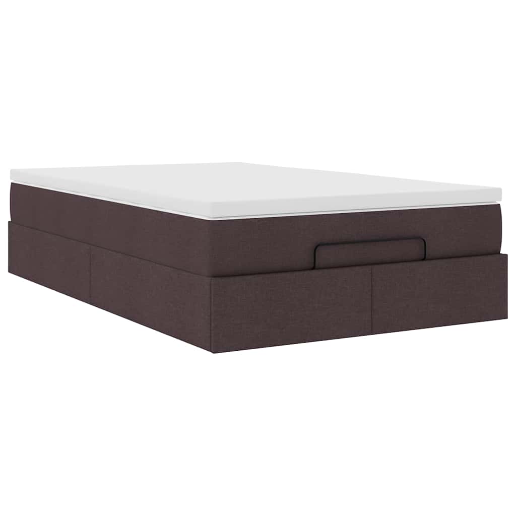 Cadre de lit ottoman avec matelas marron foncé 120x190 cm tissu - XIOS