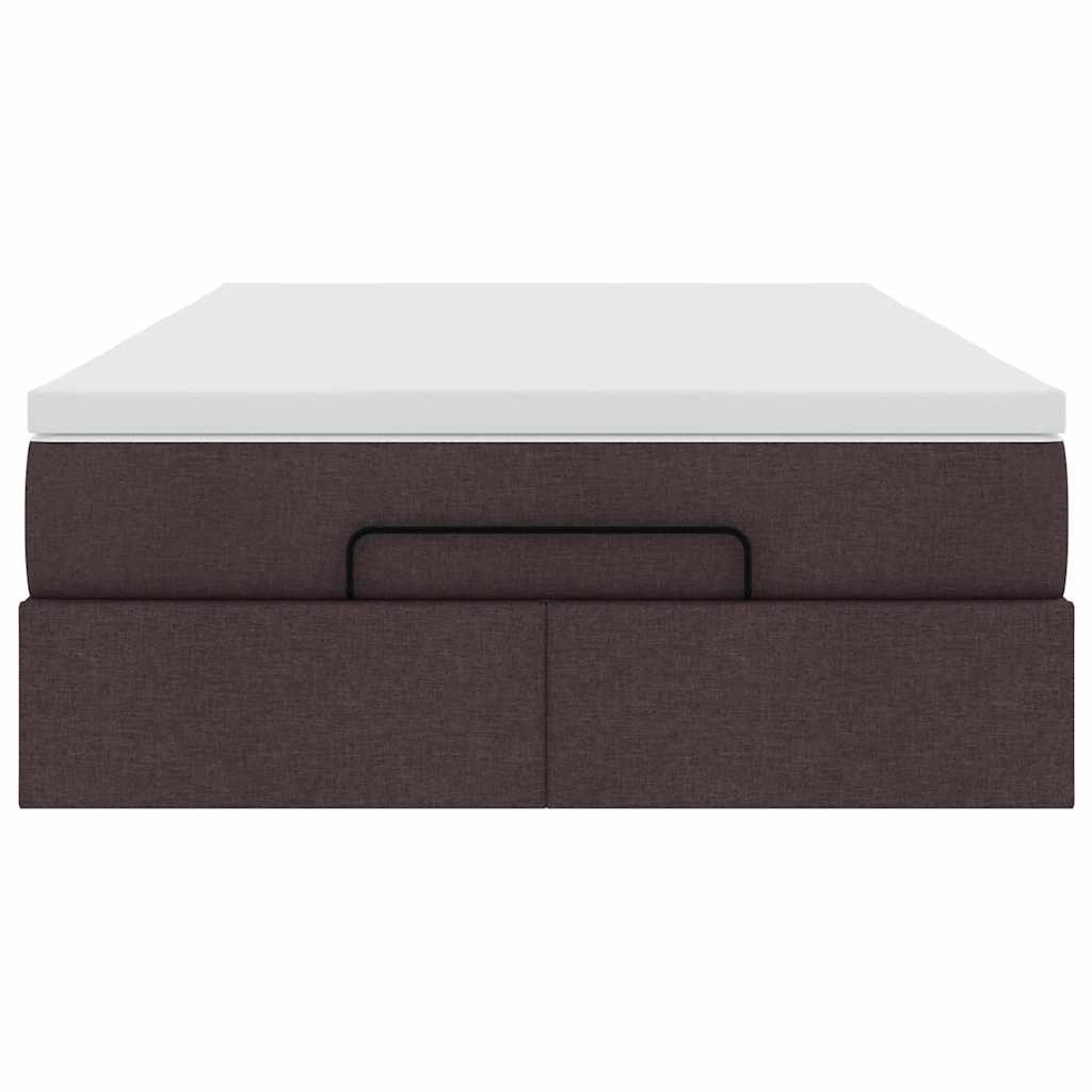 Cadre de lit ottoman avec matelas marron foncé 120x190 cm tissu - XIOS