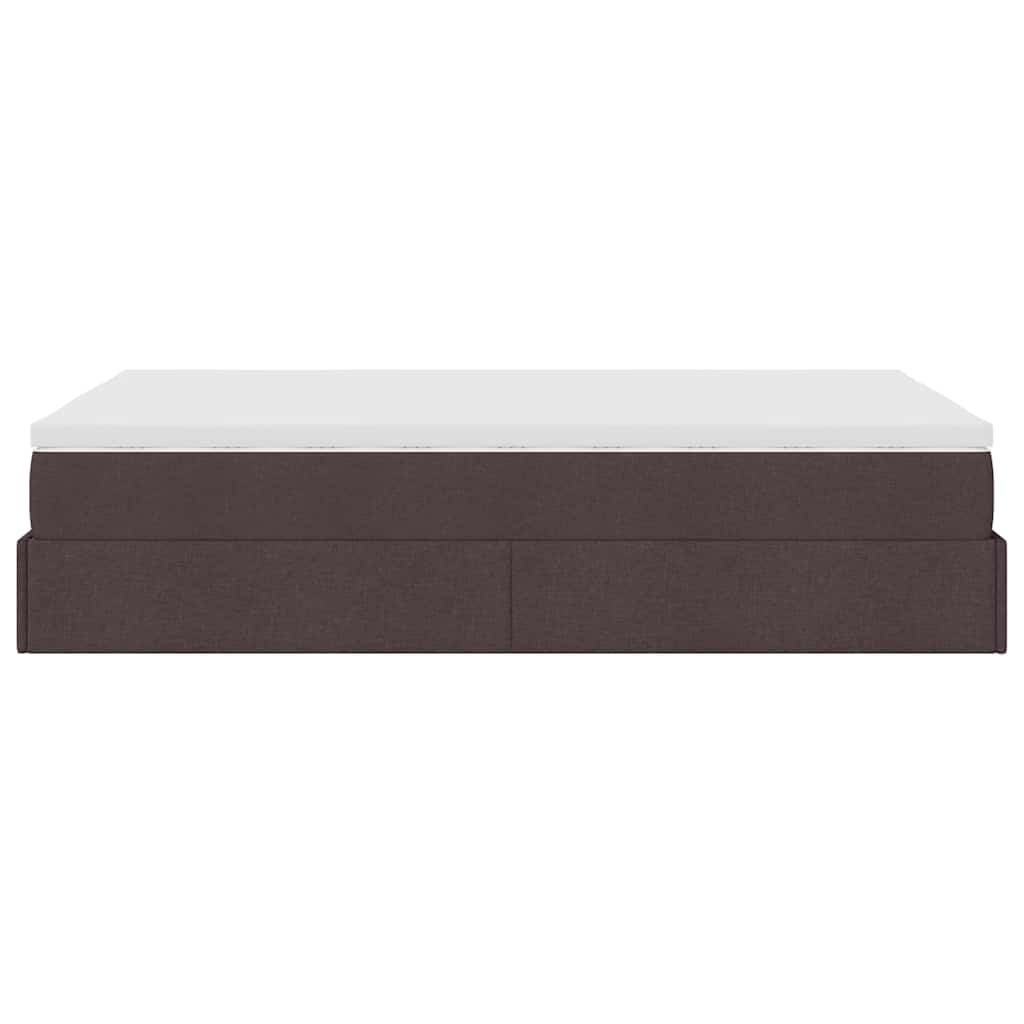 Cadre de lit ottoman avec matelas marron foncé 120x190 cm tissu - XIOS