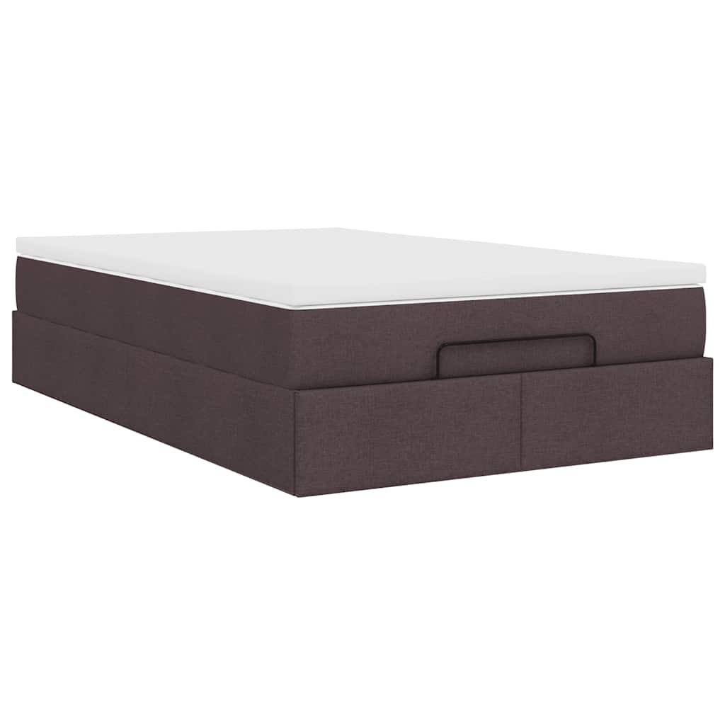 Cadre de lit ottoman avec matelas marron foncé 120x190 cm tissu - XIOS