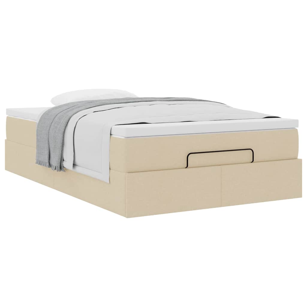 Cadre de lit ottoman avec matelas crème 120x190 cm tissu - XIOS