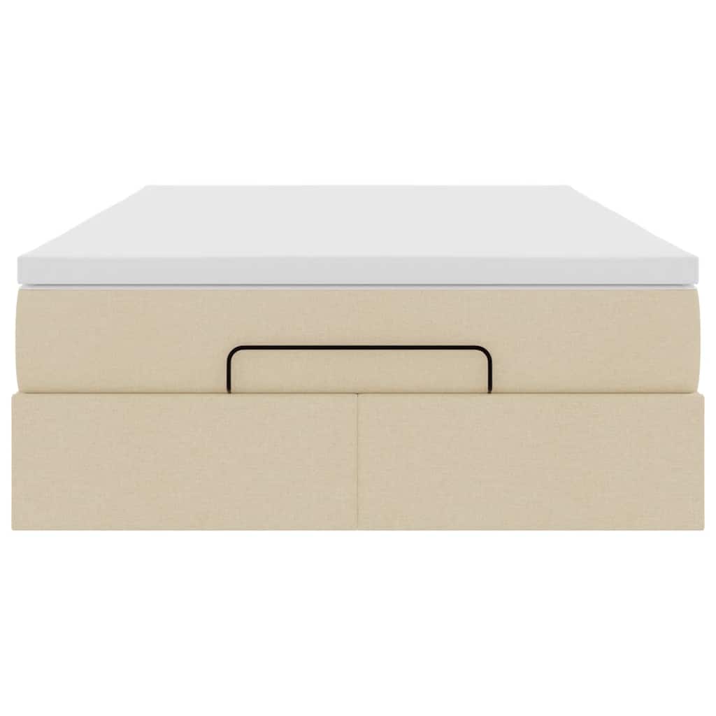 Cadre de lit ottoman avec matelas crème 120x190 cm tissu