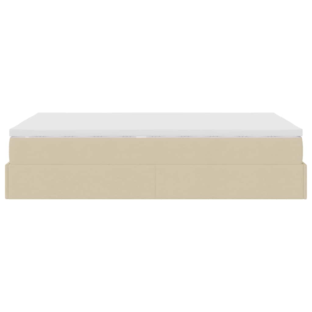 Cadre de lit ottoman avec matelas crème 120x190 cm tissu