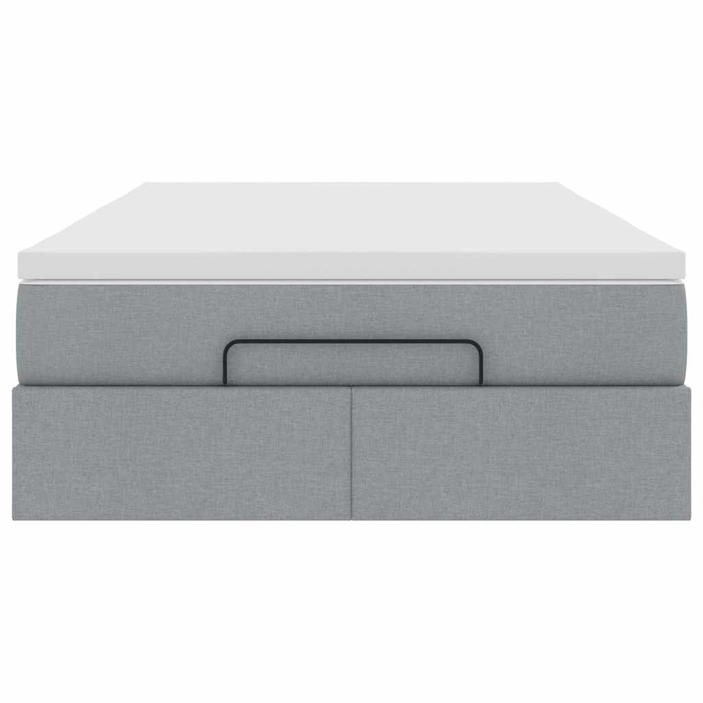 Cadre de lit ottoman et matelas gris clair 120x200 cm tissu - XIOS