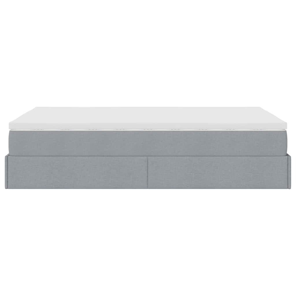Cadre de lit ottoman et matelas gris clair 120x200 cm tissu - XIOS