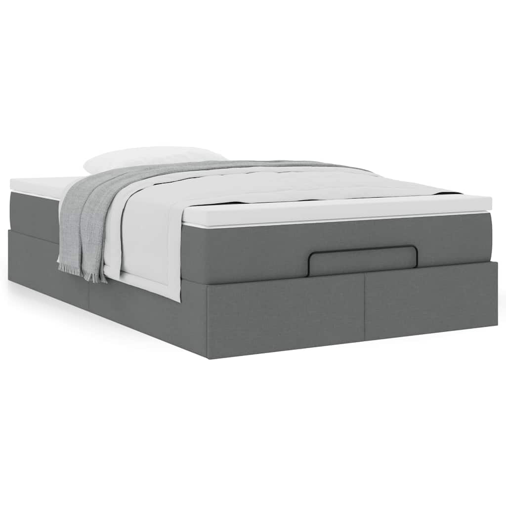 Cadre de lit ottoman avec matelas gris foncé 120x200cm tissu - XIOS