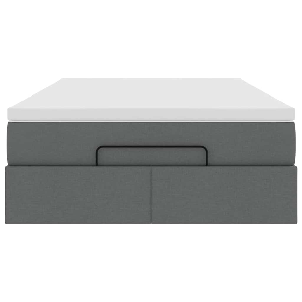 Cadre de lit ottoman avec matelas gris foncé 120x200cm tissu - XIOS