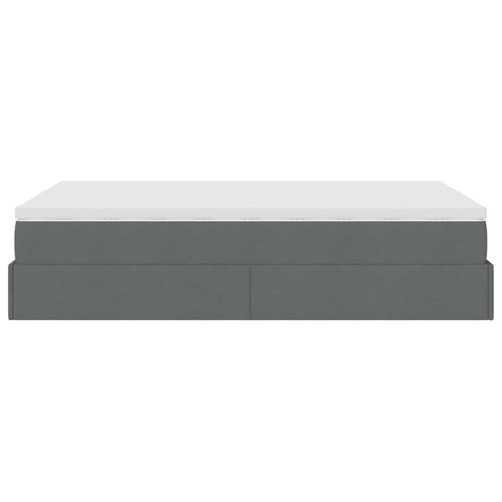 Cadre de lit ottoman avec matelas gris foncé 120x200cm tissu - XIOS