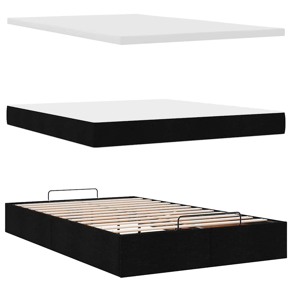 Cadre de lit ottoman avec matelas noir 120x200cm tissu - XIOS