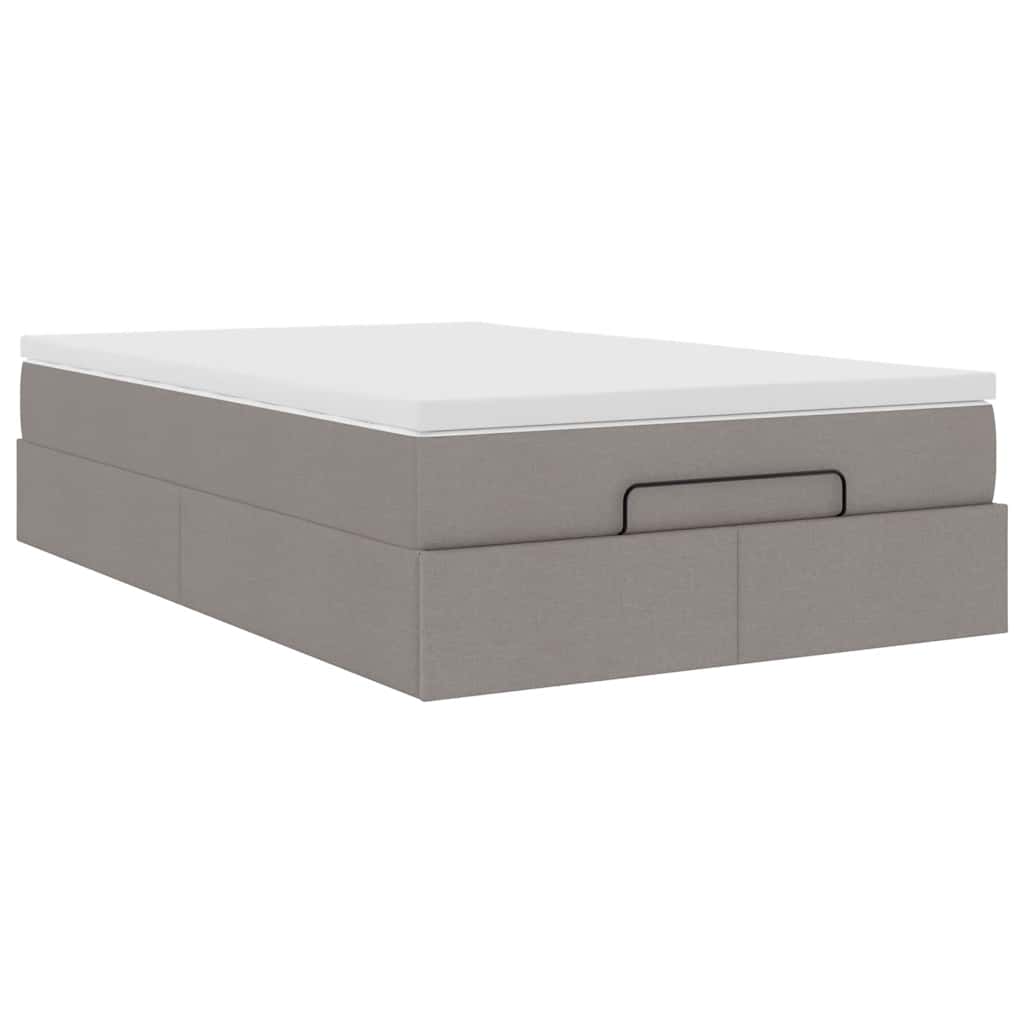 Cadre de lit ottoman avec matelas taupe 120x200 cm tissu