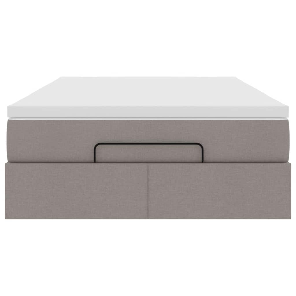 Cadre de lit ottoman avec matelas taupe 120x200 cm tissu