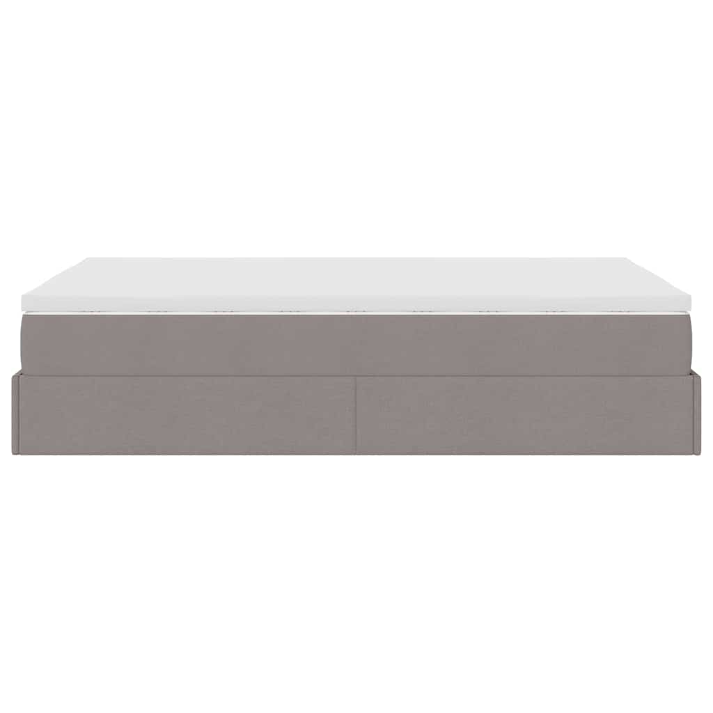 Cadre de lit ottoman avec matelas taupe 120x200 cm tissu