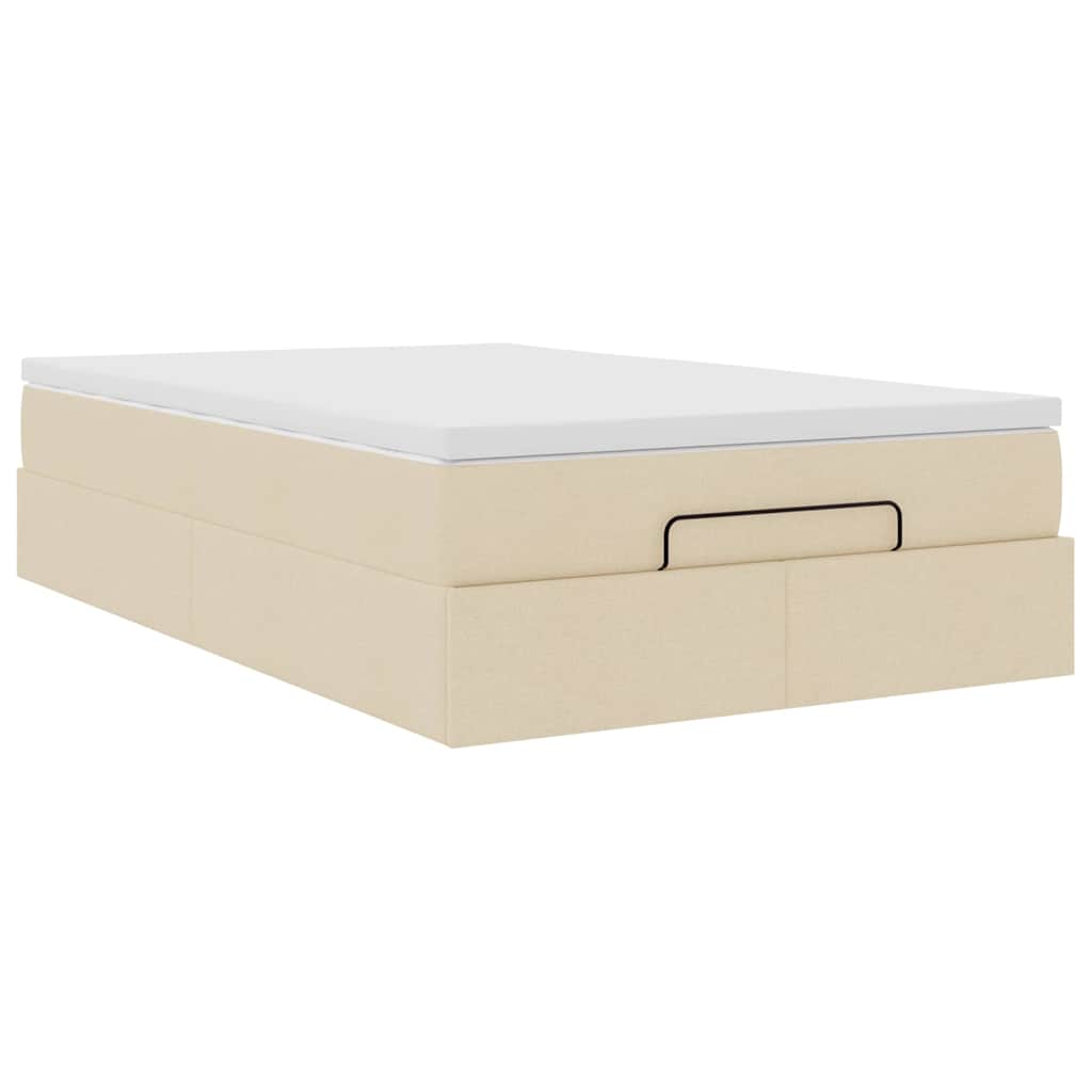 Cadre de lit ottoman avec matelas crème 120x200cm tissu - XIOS