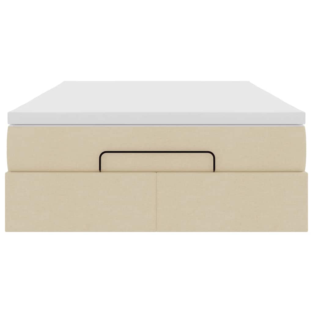 Cadre de lit ottoman avec matelas crème 120x200cm tissu