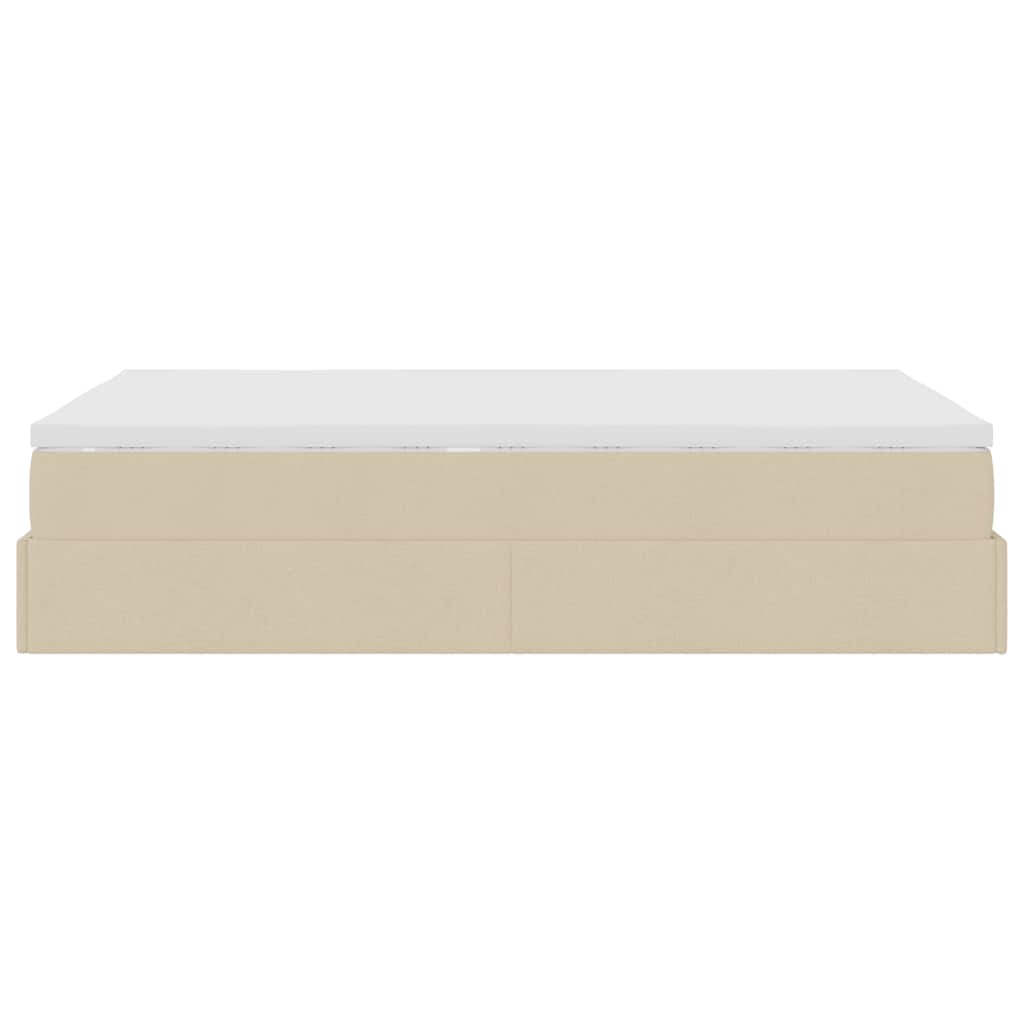 Cadre de lit ottoman avec matelas crème 120x200cm tissu