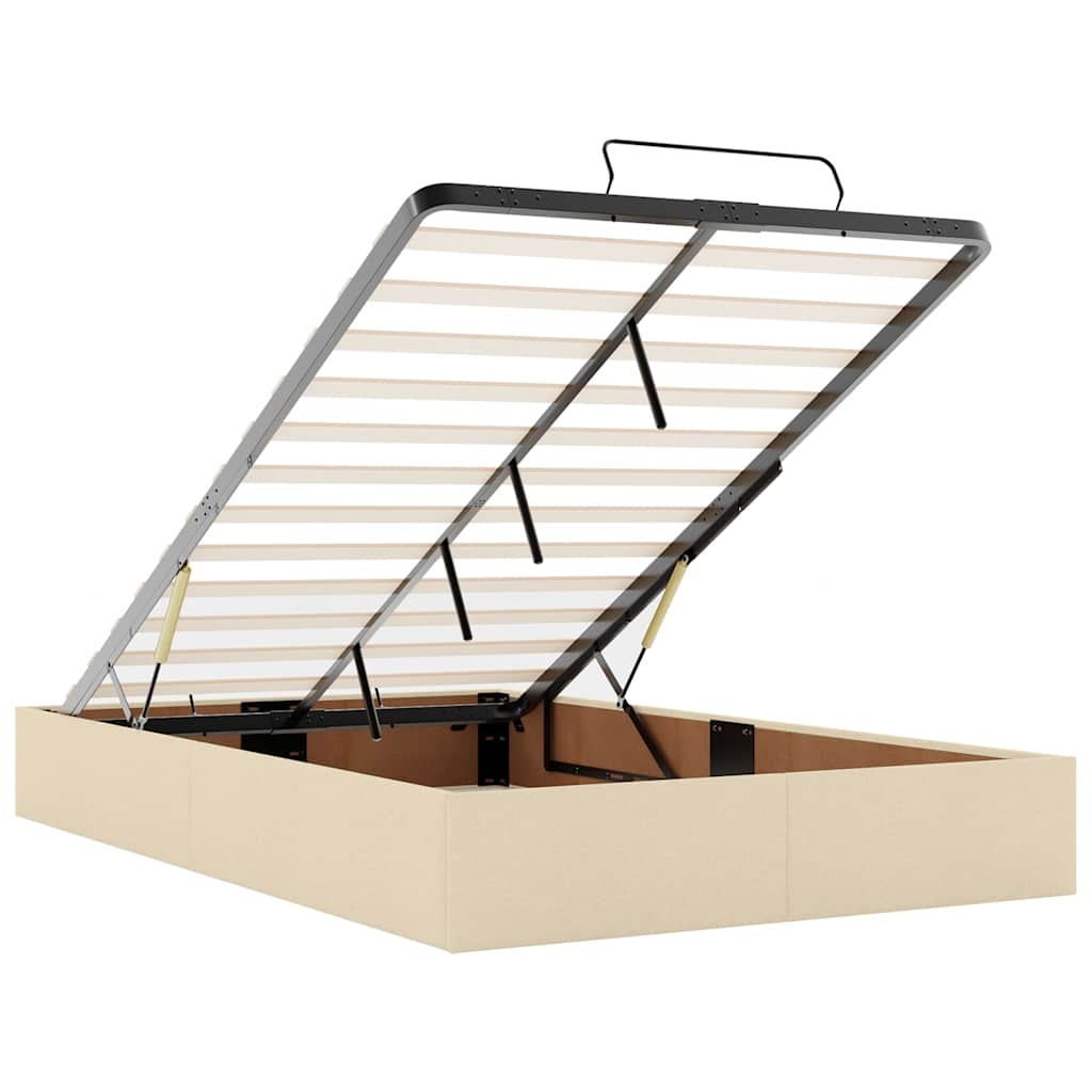 Cadre de lit ottoman avec matelas crème 120x200cm tissu - XIOS