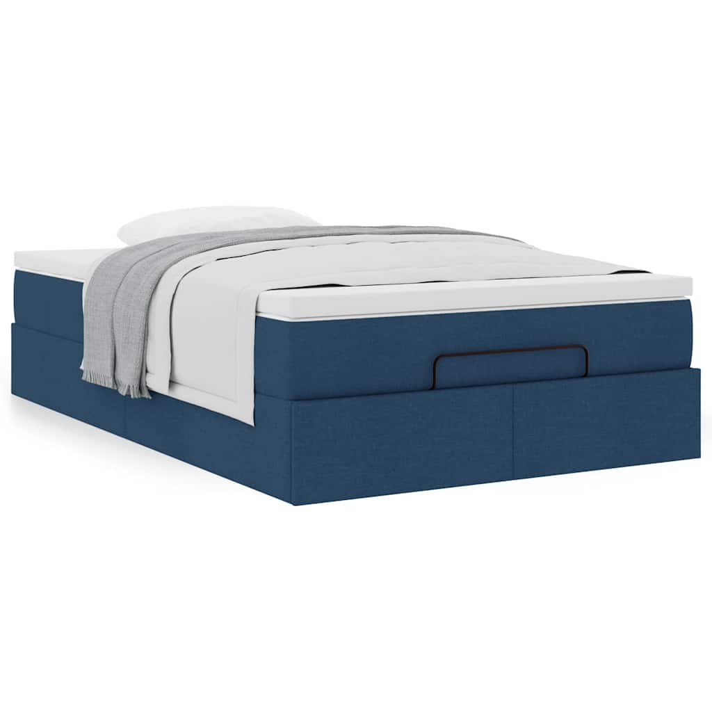 Cadre de lit ottoman avec matelas bleu 120x200 cm tissu - XIOS