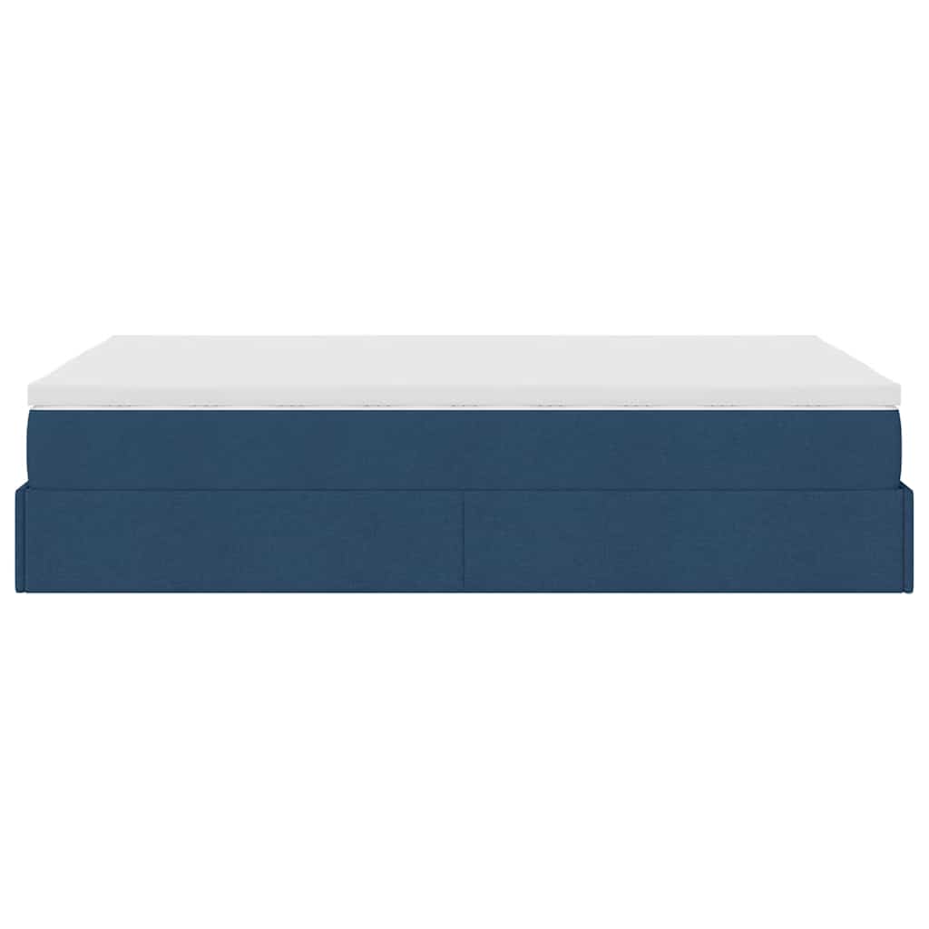 Cadre de lit ottoman avec matelas bleu 120x200 cm tissu - XIOS
