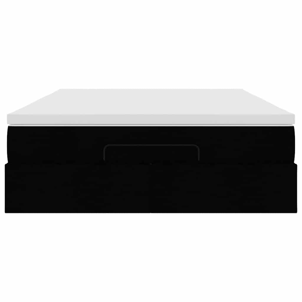 Cadre de lit ottoman avec matelas noir 140x190 cm tissu