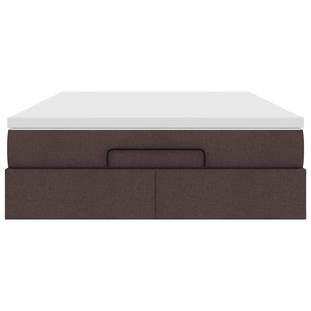 Cadre de lit ottoman avec matelas marron foncé 140x190 cm tissu