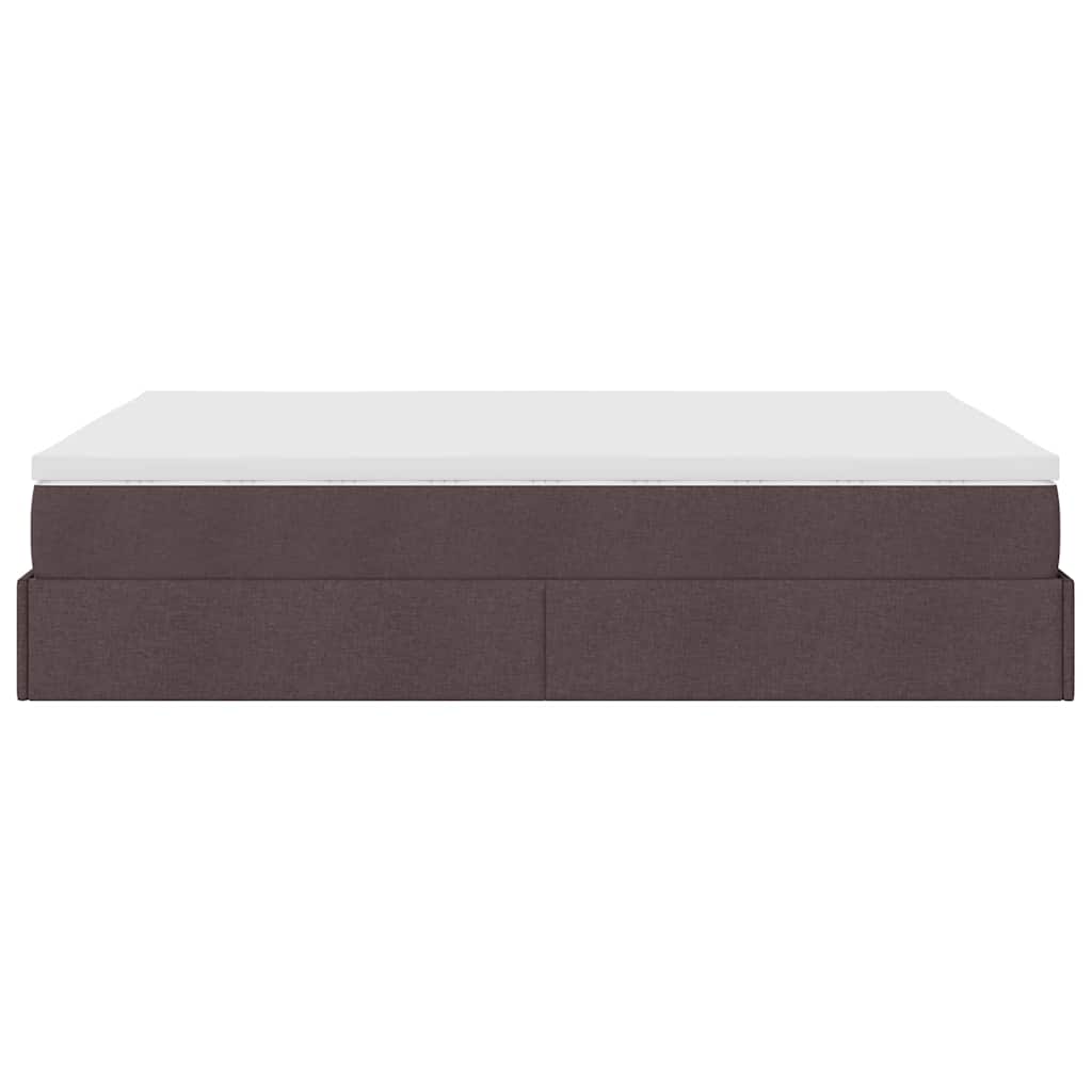 Cadre de lit ottoman avec matelas marron foncé 140x190 cm tissu