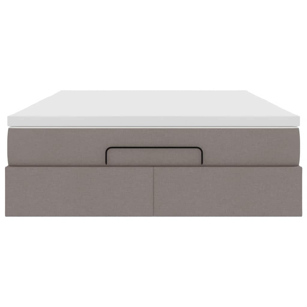 Cadre de lit ottoman avec matelas taupe 140x190 cm tissu - XIOS
