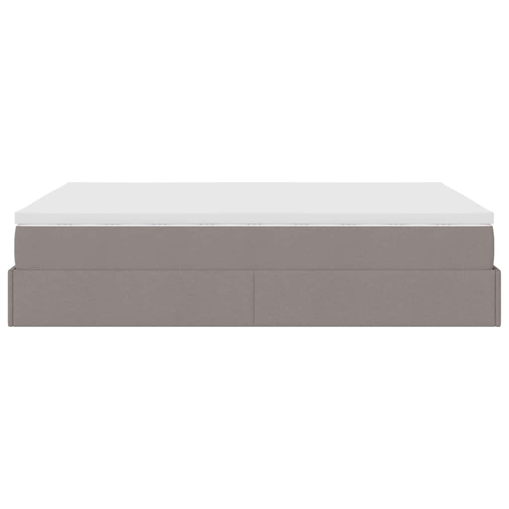 Cadre de lit ottoman avec matelas taupe 140x190 cm tissu - XIOS