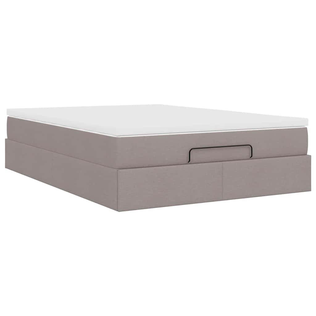 Cadre de lit ottoman avec matelas taupe 140x190 cm tissu - XIOS