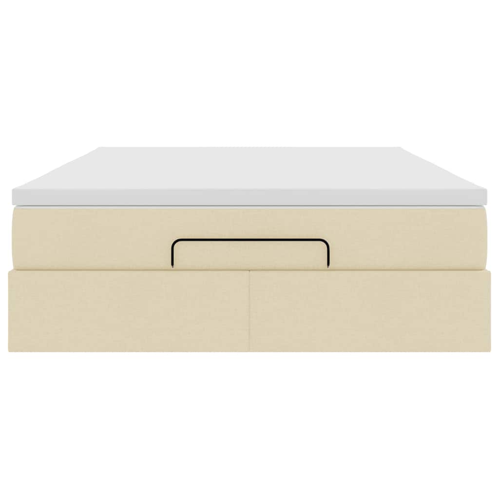 Cadre de lit ottoman avec matelas crème 140x190 cm tissu - XIOS